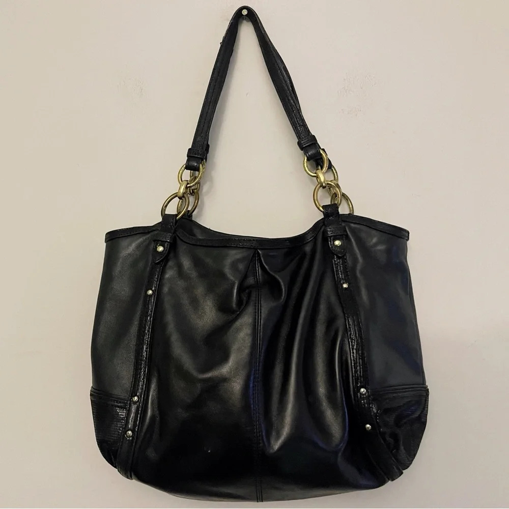 Coach Vintage Alexandra python chain leather satc… - image 1